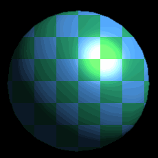 rendering of a checkered output shader