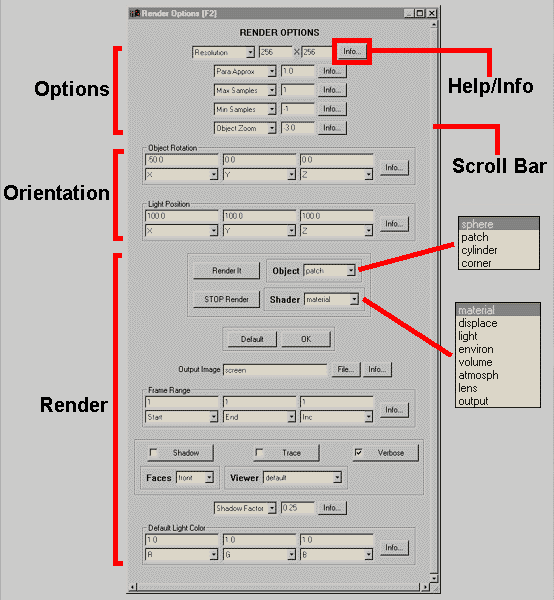 lava render options editor